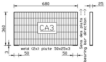 Grating 680x360x25 S235JR